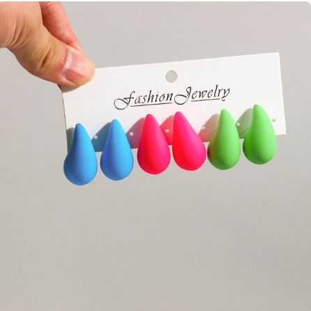 30g Weight Ear Studs Classification 3 Pairs Quantity Daily Occasion Acrylic Material Water Droplets Pattern Women's Gender Spray Paint Design IG Style, Simple Style Style 3 Pairs IG Style Simple Style Water Droplets Spray Paint Arylic Ear Studs 13
