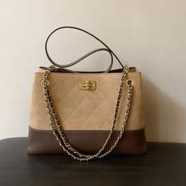 南风Chio2nd 枫絮秋阳托特包包女秋冬麂皮小众菱格链条单肩斜挎包