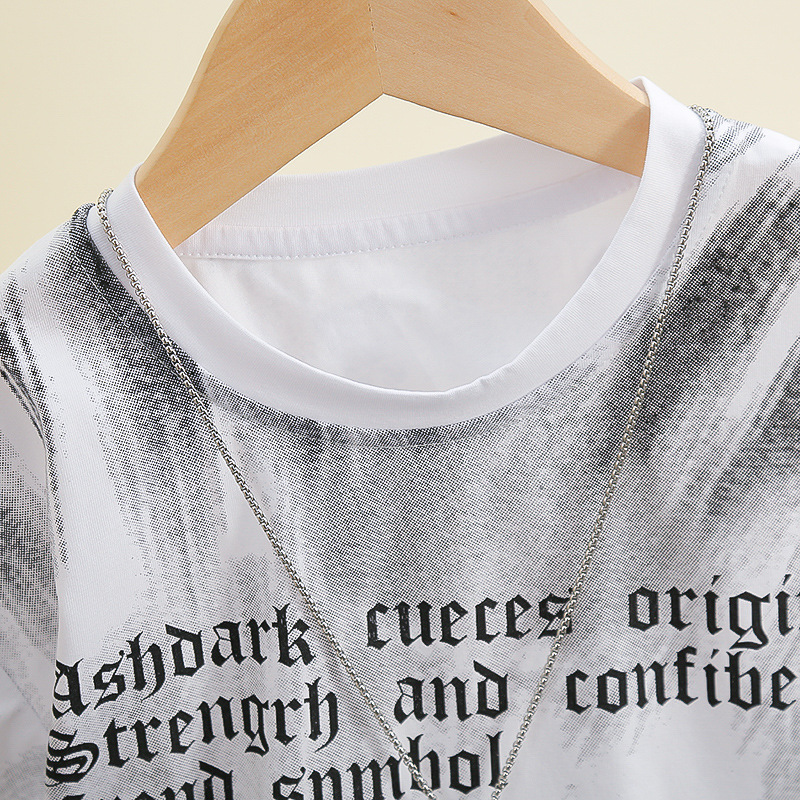 7907 camiseta de manga corta para niños verano chico fresco y guapo calle frita media manga camiseta 2024 nuevo top de verano para bebé