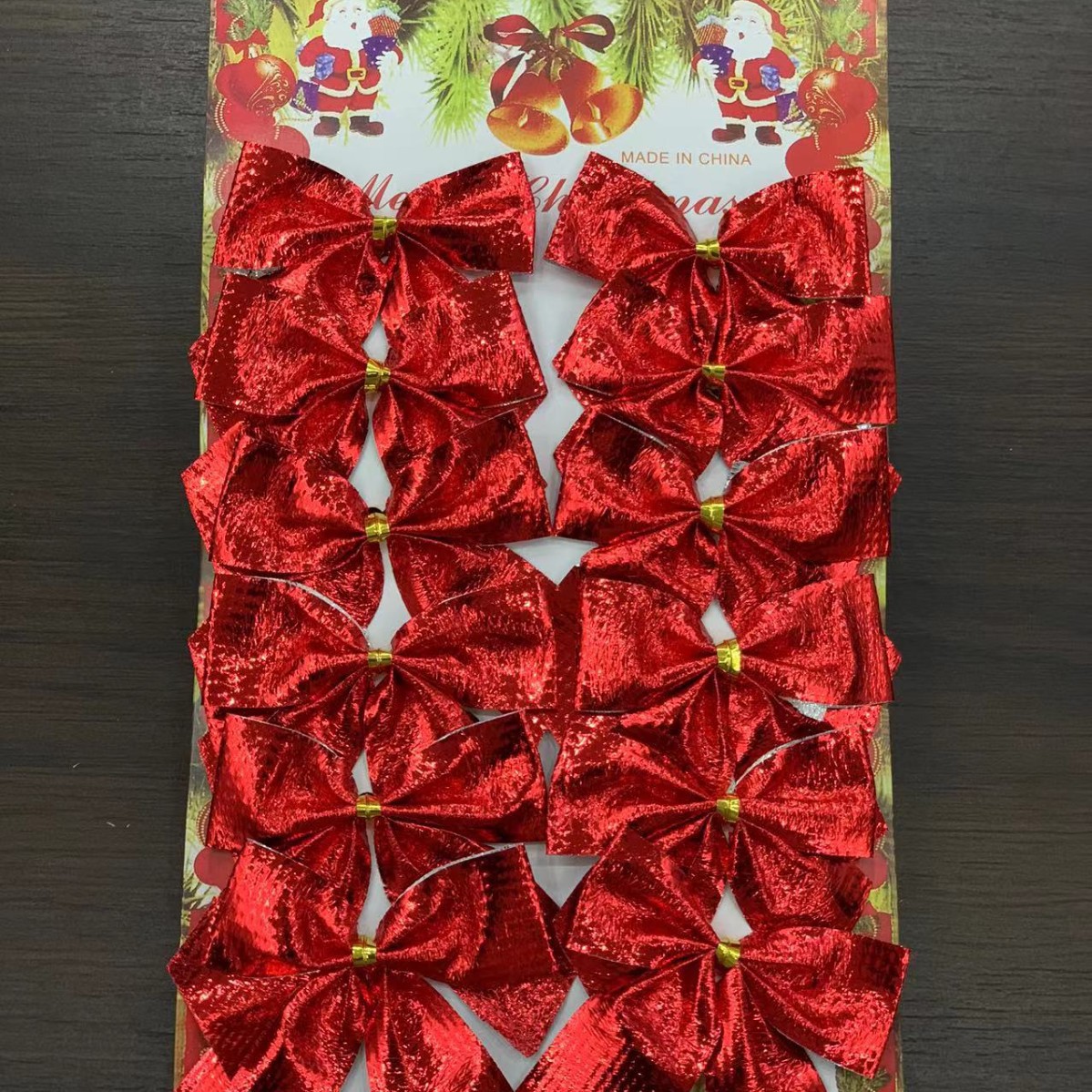 Navidad decoraciones 5,5 cm oro y plata paño rojo bowknot (12 Navidad bowknot Navidad necesidades diarias