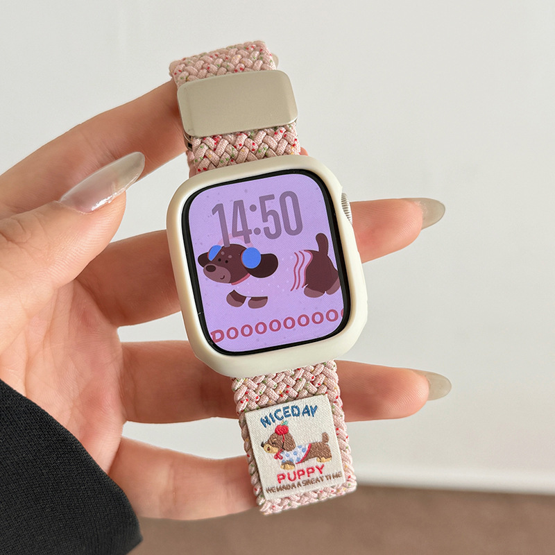 Pink color dots (dachshund) + antique white set [value set]