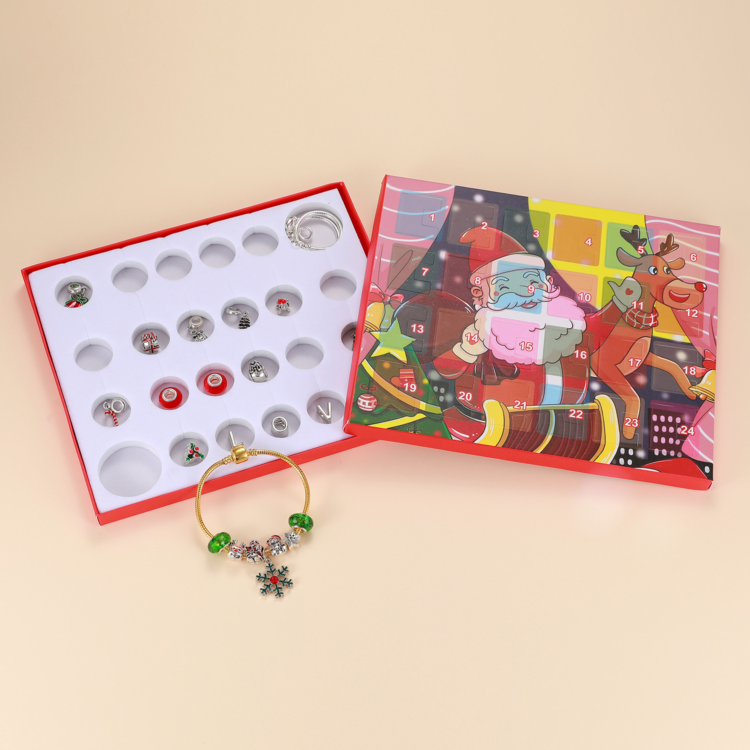Christmas jewelry calendar gift box set diy beaded blind box Christmas love bracelet gift_voghion.com