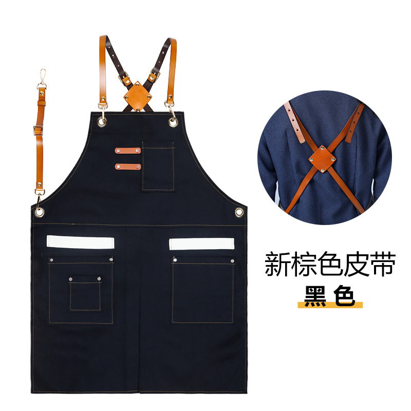 Delantal transfronterizo de algodón de sarga de Amazon, delantal de trabajo amarillo suave con abertura plegable y logotipo personalizado, venta al por mayor