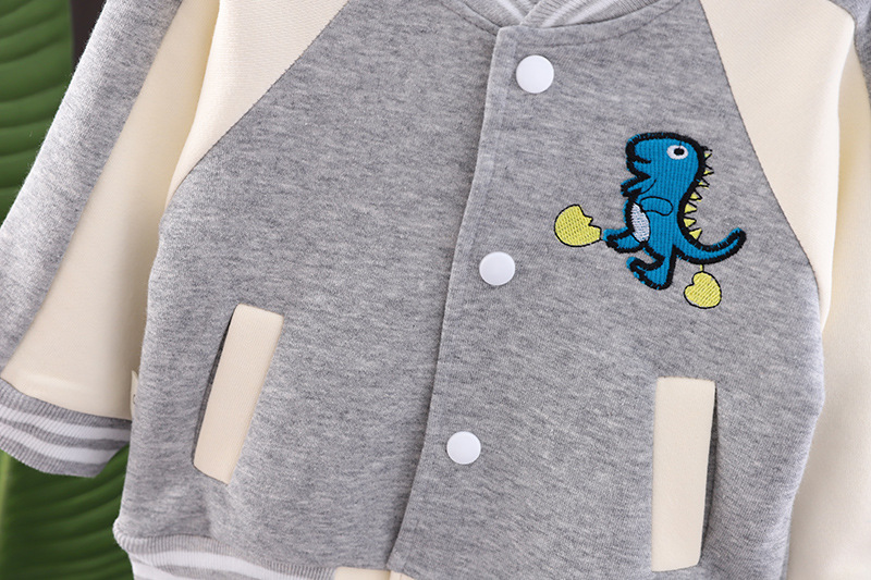 Ropa nueva de primavera y otoño para niños, suéter y pantalones para niños, conjunto de dos piezas de dinosaurios de dibujos animados, bonito bebé_voghion.com