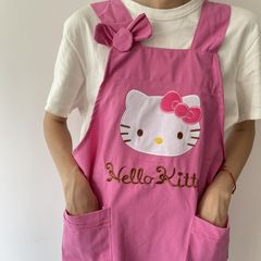 HELLOKITTY 漫画かわいいピンクのエプロンキッチン用品ガールハートエプロン家庭用調理エプロン