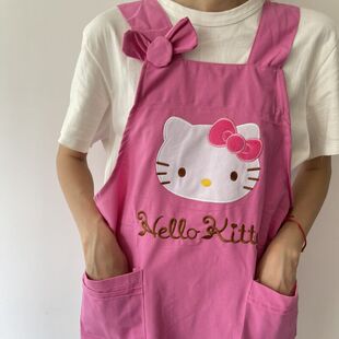 Hello Kitty Cartoon Cute Pink Apron Kitchen Supplies