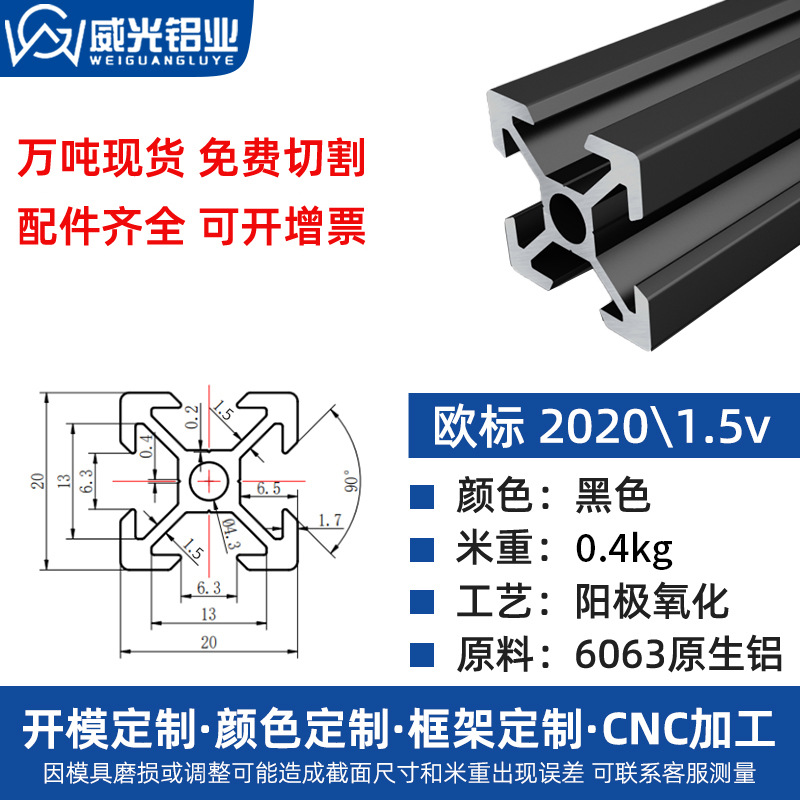 Euro 2020 perfil de aluminio 2040 aleación de aluminio tubo cuadrado perfil de aluminio marco de impresora diy3d perfil de aluminio 20x20