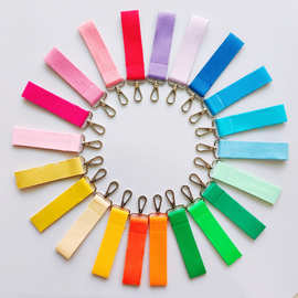 现货多色帆布棉带钥匙挂饰织带飘带可刺绣logo金属配件箱包挂饰