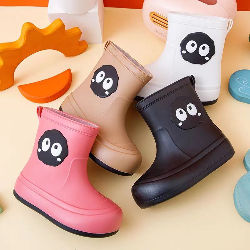 Cute Children's Rain Boots for Boys and Girls, Waterproof and Non-Slip, Mid-Calf, Parent-Child Matching, Warm Rain Boots, Student Water Shoes