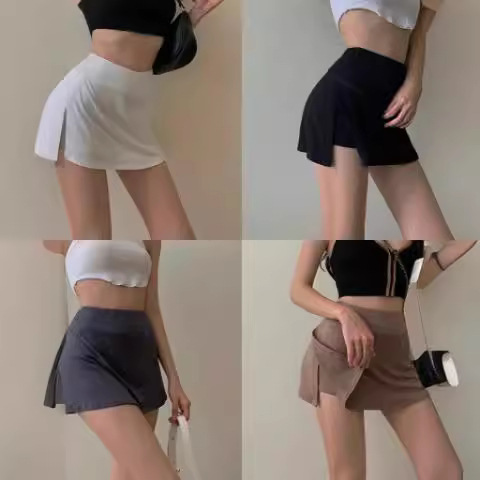 包臀超短裙少女薄款纯欲风高腰半身裙夏新款紧身跑步开叉运动裙裤