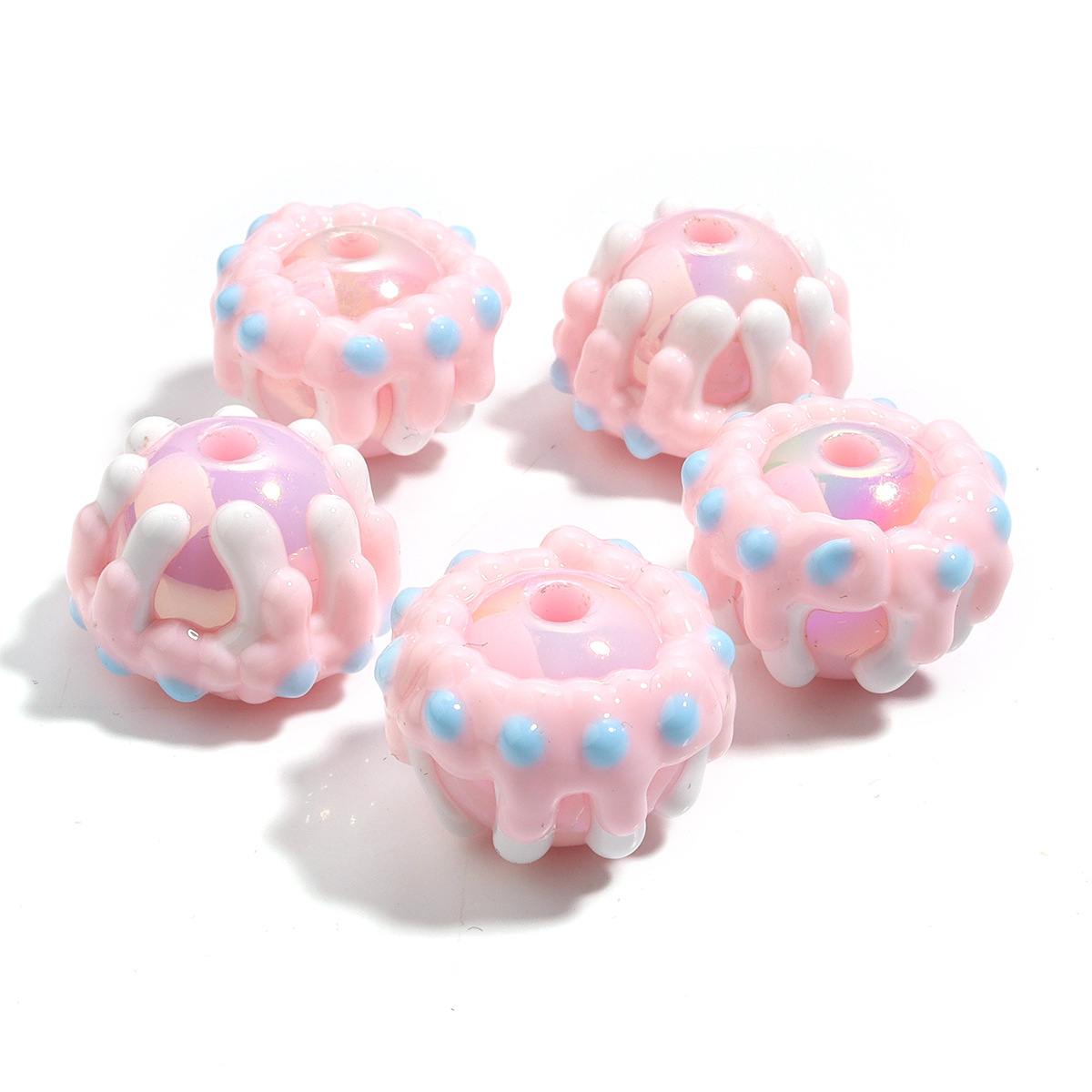 핑크 컬러 도금 비즈