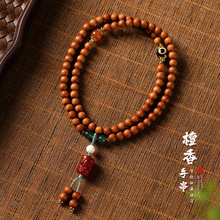 禅意风檀香木多圈手持南红度母手链木质文玩念珠项链国风手饰批发