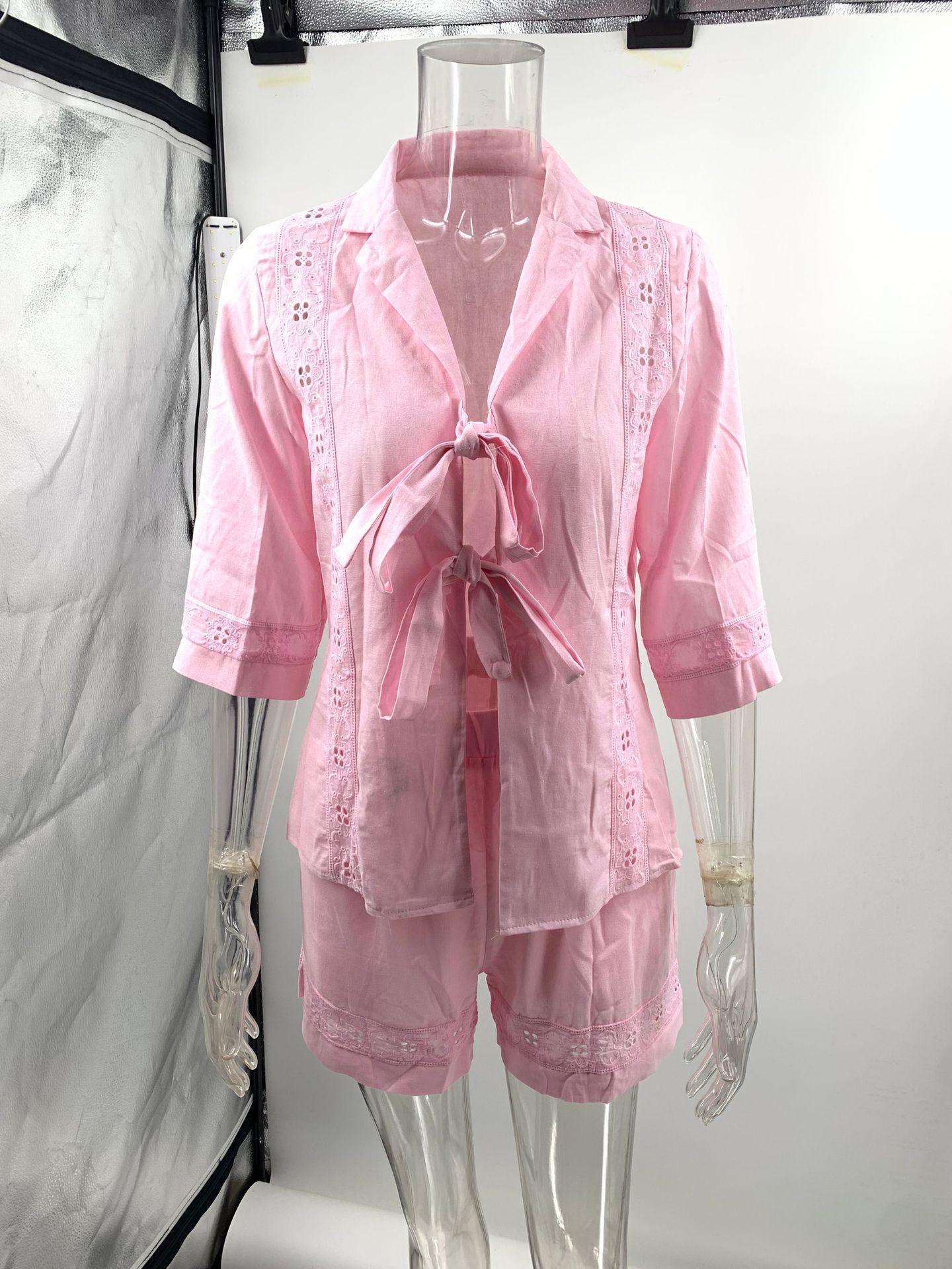 393g Weight Half Sleeve Sleeve Length Polyester Fabric Type Pant Co-ord Set Sets Type 2 Pieces Set Quantity Holiday, Daily Occasion V Neck Neckline Regular Fit Fit Type Solid Color Pattern Summer Season Women's Gender Simple Style Style Holiday Daily Women's Simple Style Solid Color Polyester Pant Co-ord Set Shorts Sets 15