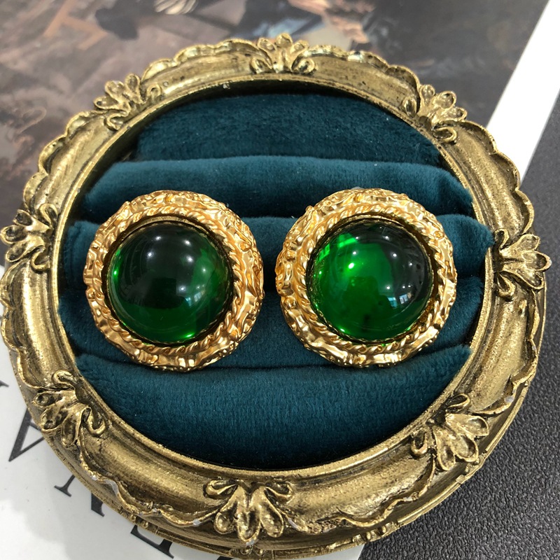 Banquet Occasion 1 Pair Retro Round Alloy Plating Glass Women's Earrings