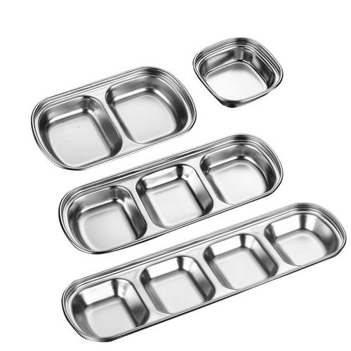 304 stainless steel seasoning plate Korean style plate hot pot seasoning plate divided sauce plate Korean cuisine barbecue dipping plate