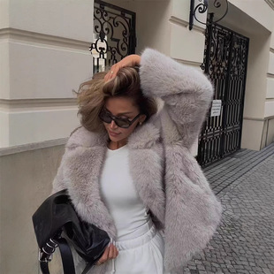 European and American Autumn and Winter Faux Fur Short Coat V-Neck Mink Fur Jacket Eco-Friendly Fur