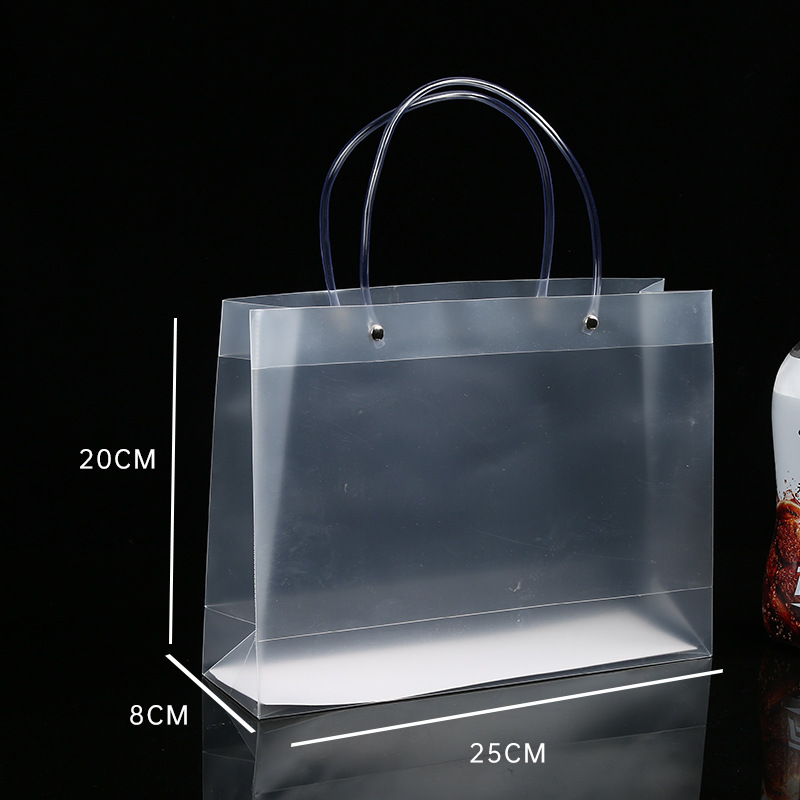 Spot pp bolso de mano transparente bolsa de regalo de plástico de pvc esmerilado bolsa de regalo de mano de boda logotipo personalizado a granel image 24