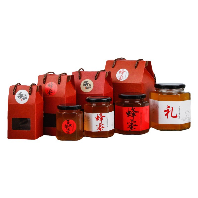 Оптовая продажа меда подарочная коробка гофрированная коробка из кожи картонная коробка чая с острым соусом мясного соуса стеклянная бутылка универсальная сумка