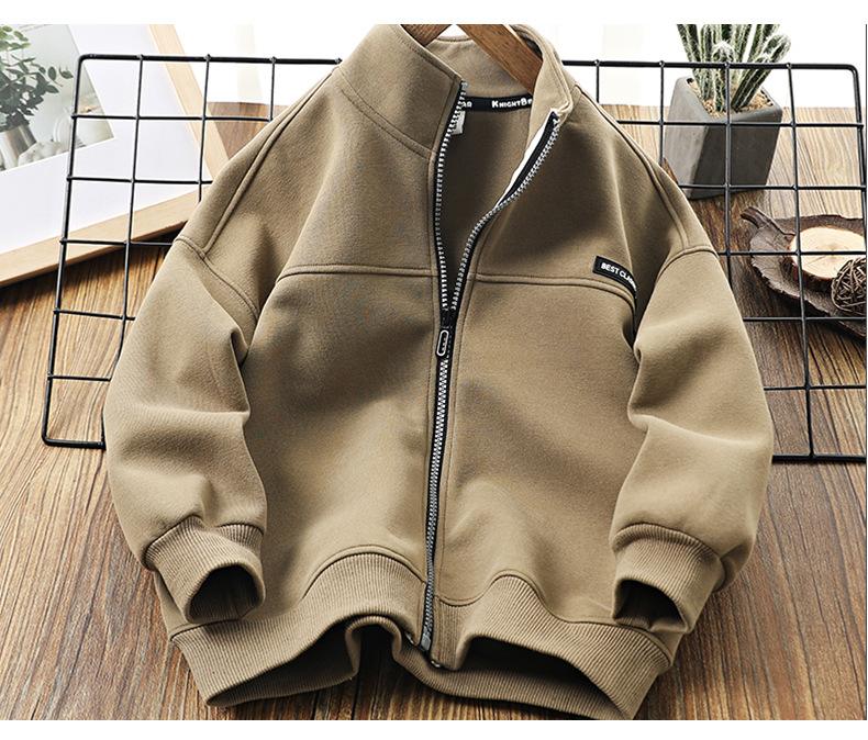 Jungenjacke, Mädchen-Baseballjacke, Kinderkleidung mittleren Alters, Frühlings- und Herbstbuchstaben bedruckt_voghion.com