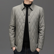 品牌桑蚕丝棉服男士冬季新款休闲商务翻领棉袄加厚防寒棉衣外套男