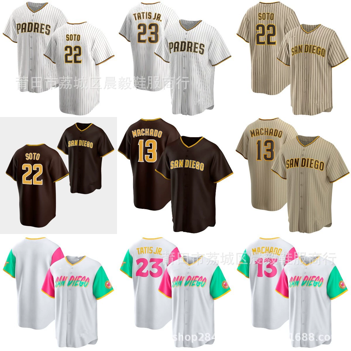 Бейсбольная форма MLB Padres, джерси PADRES TATIS JR.#23 MACHADO#13, для внешних продаж