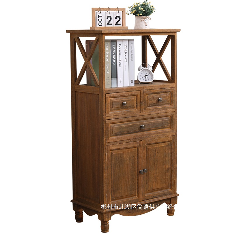 Fábrica directa de cinco cubículos de madera sólida gabinete de almacenamiento sala de estar dormitorio cabecera de cama retrógrado pequeño gabinete borde del estante image 5