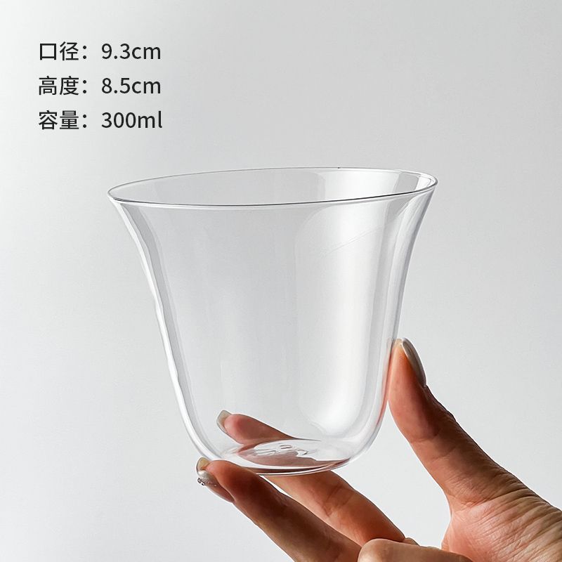 超薄透ins透明玻璃子美式咖啡杯商用玻璃杯轻奢简约果汁阔口茶杯|undefined