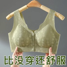 前扣哺乳文胸聚拢胸罩大杯收副乳防下垂蕾丝花边内衣大码固定杯女