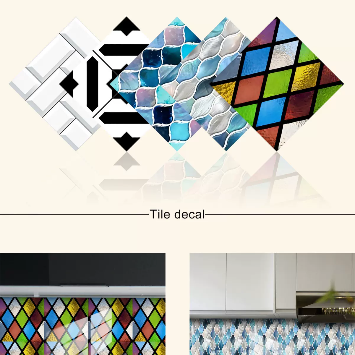 10片PVC水晶膜瓷砖贴纸自粘可移除拼接DIY壁纸家居装饰瓷砖贴纸