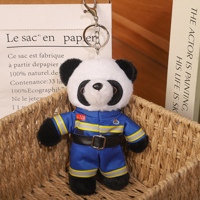 2025 nuevo uniforme de oso fuego cielo azul rescate colgante Teddy bear muñeca juguete de peluche publicidad llavero