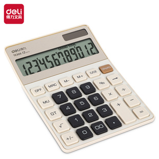 Deli Te309 Desktop Calculator Computer Solar Dual Power Supply Financial Calculator Shopping Mall Cashier Calculation