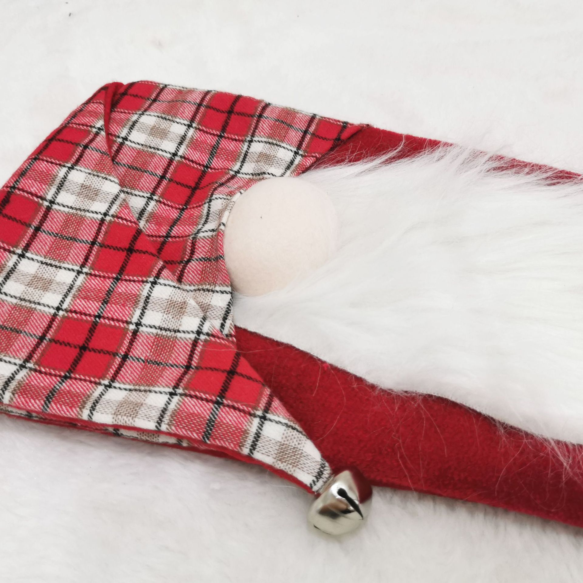 Christmas Stocking Plaid Red And Grey Christmas Decoration Gift_voghion.com