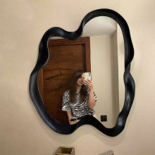 Dzp欧式异形化妆镜台式壁挂梳妆镜卫生间浴室镜洗手台波浪LED灯镜