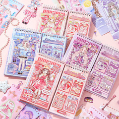 かわいい女の子の夢の店のシーンの着せ替えシールDIY手帳シール