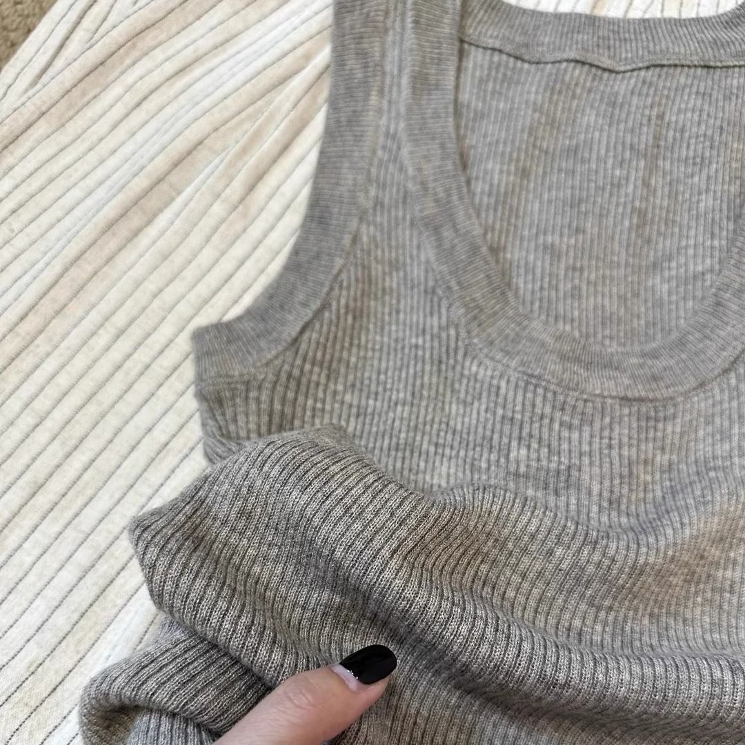 K Wide Shoulder Strap, U-neck, Knit Camisole, Women's Hooded Tank Top, Outerwear Top_ecoleips.com