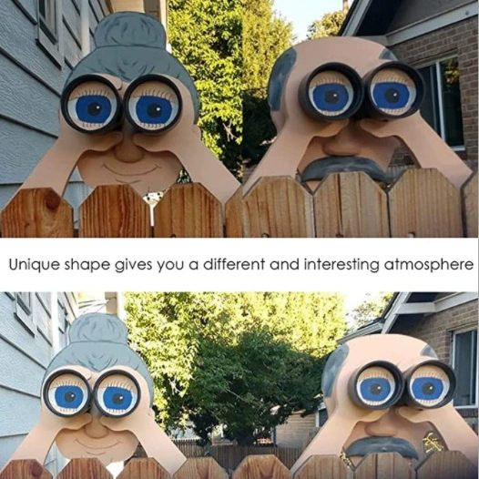 Двор Иллюстрация Забор Украшение Nosy Старые люди и Lady Garden Yard Art