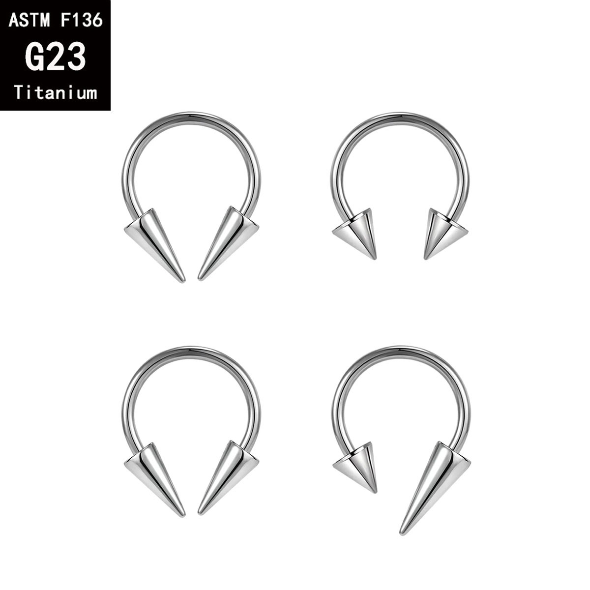 G23 Titanium External Thread Pointed Cone Devil Nail Lip Ear Bone Nail Tiger Tooth Nail Eyebrow Nail detail image 3
