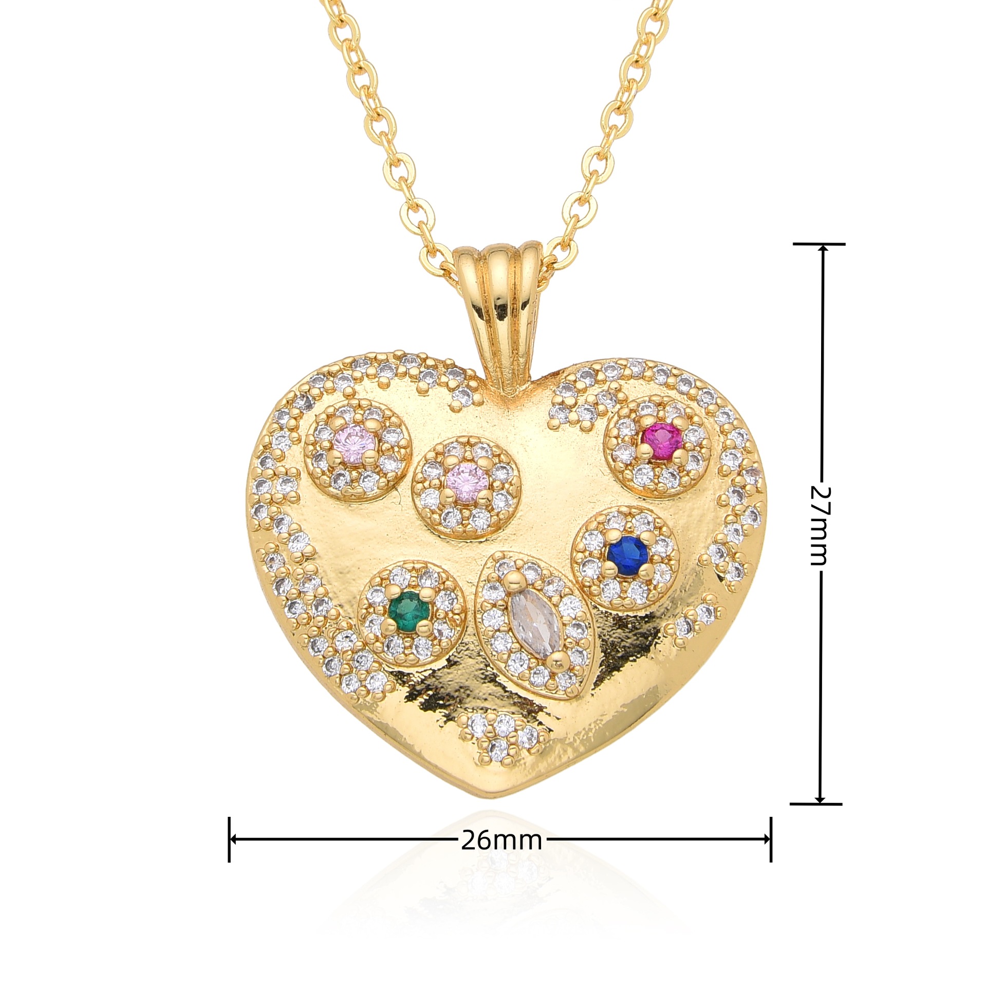 8g Weight Copper Pendant Material Zircon Inlay Material Pendant Necklace Classification Copper Chain Material 1 Piece Quantity Holiday, Daily Occasion Copper Material Heart Shape Pattern Women's Gender Inlay Design Retro, Simple Style, Shiny Style Copper Inlay Heart Shape Zircon Pendant Necklace 14