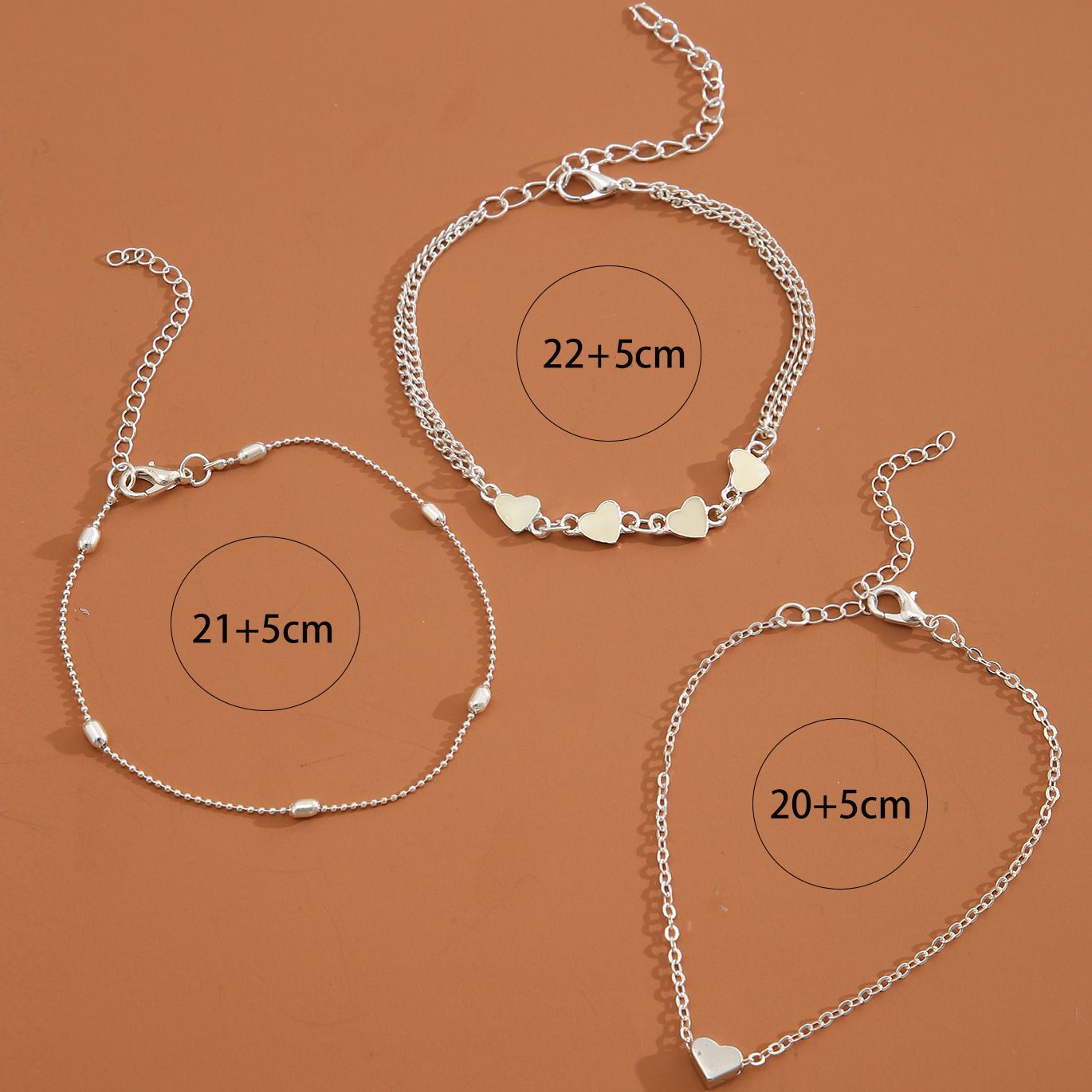 Tobillera de corazón para mujer joya retro sencilla y elegante_voghion.com
