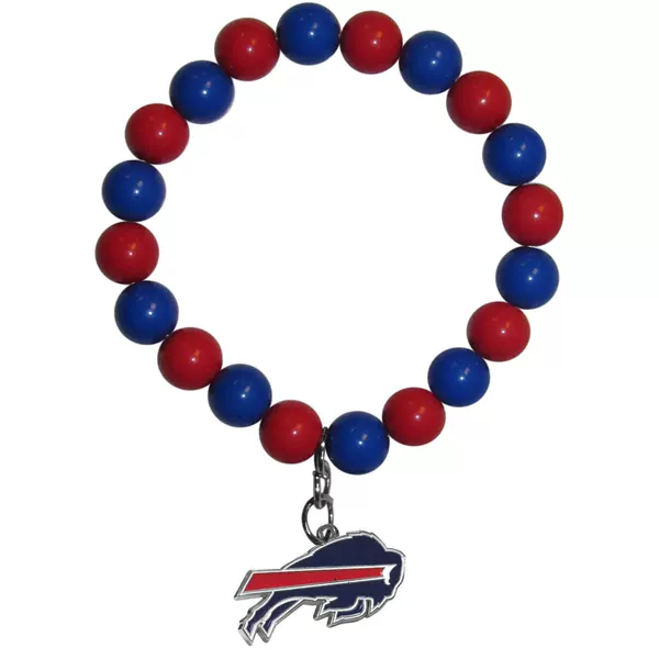 Buffalo Bills Bracelet with Chalcedony Beads, Football League Sports Bracelet, Team Game Commemorative Bracelet