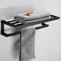 Black Space Aluminum Towel Rack Bathroom Towel Bar Bathroom Hooks Bathroom Storage Rack Hole Drilled
