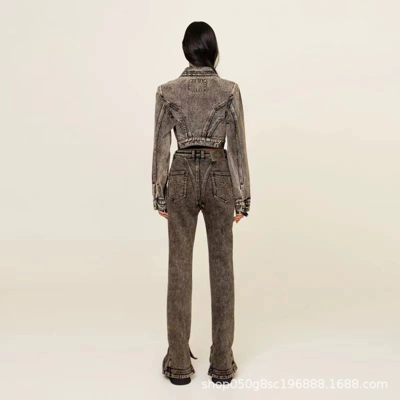 Denim metal classic spring jacket, 2024 years
