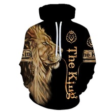 動物老虎 獅子 狼3D數碼印花連帽套頭男士衣服情侶衫外套男現貨
