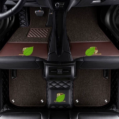 Modelə uyğun ayaqaltı – floor mats - porsche-718-double-layerpure-black-coffee-color-silk-loop