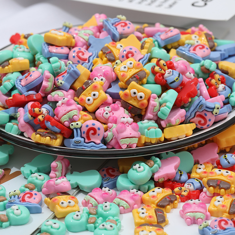 Caricatura Mini SpongeBob diy accesorios de resina crema pegamento para el cabello agujero de botón de zapatos accesorios de soporte de caso de teléfono móvil