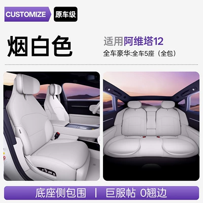 Cover, Full Surround Naked-Feel Cushion – Seat cushion, seat cover - upgraded-slim-waist-smoky-white-full-vehicle-standard