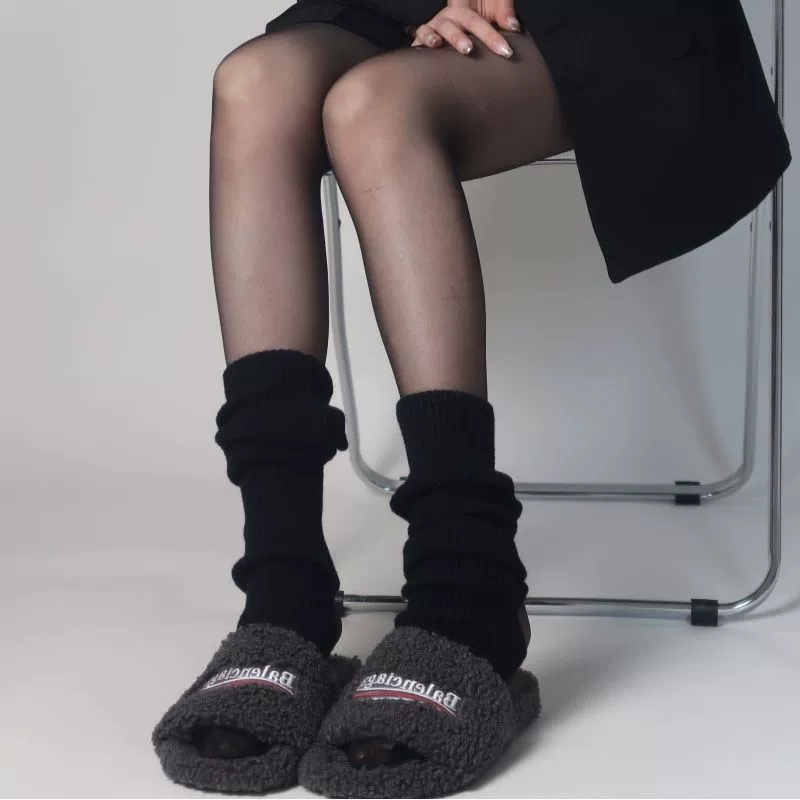 Пена, вязанные gaiters, белые демисезонные носки с утеплением, стиль Лолита
