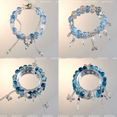 モアナ深海ブルーブレスレットオリジナルグラデーションニッチブルーシーフィッシュテールヒトデガラスブレスレットギフト
