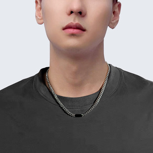 2025 High-End Niche Sweatshirt Necklace Trendy Brand Accessories Boys Cuban Chain Men's Plain Chain Gift for Boyfriend