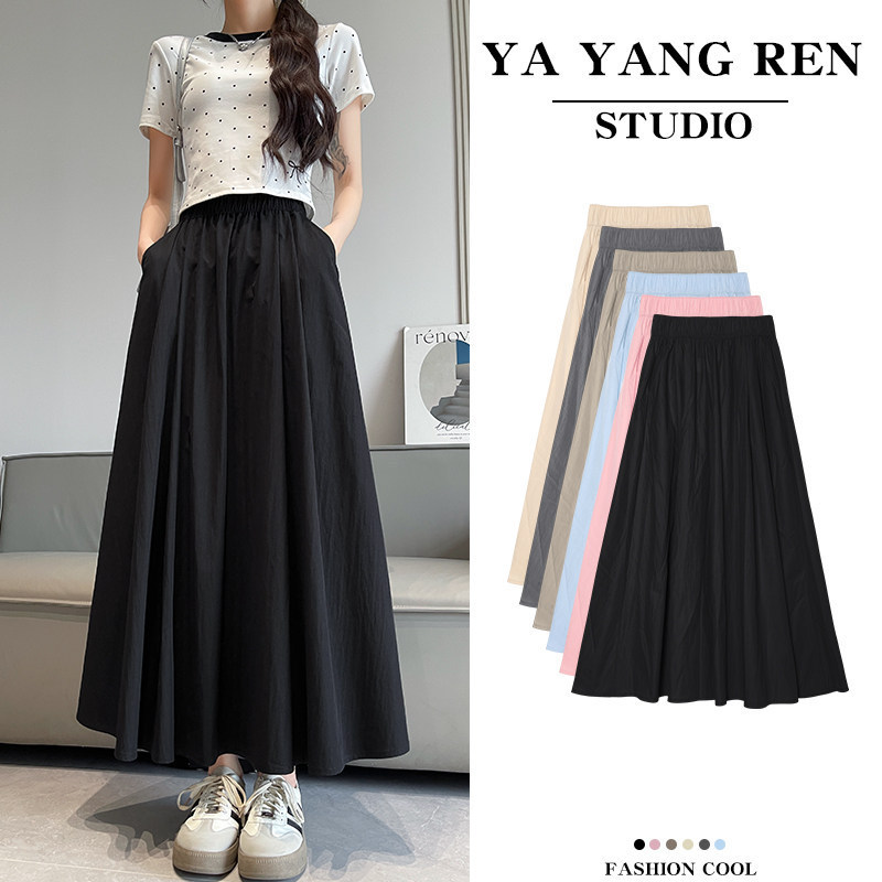 Black Yamamoto Skirt for Women 2026 Summer New Plus-Size Slimming Large Hem Skirt High-Waisted Casual A-Line Half Skirt